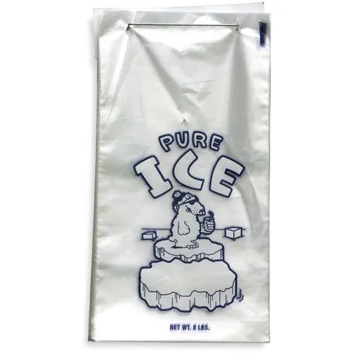 10 lb. Plastic Ice Bags on Wicket - "PURE ICE" Polar Bear - Metal Wicket