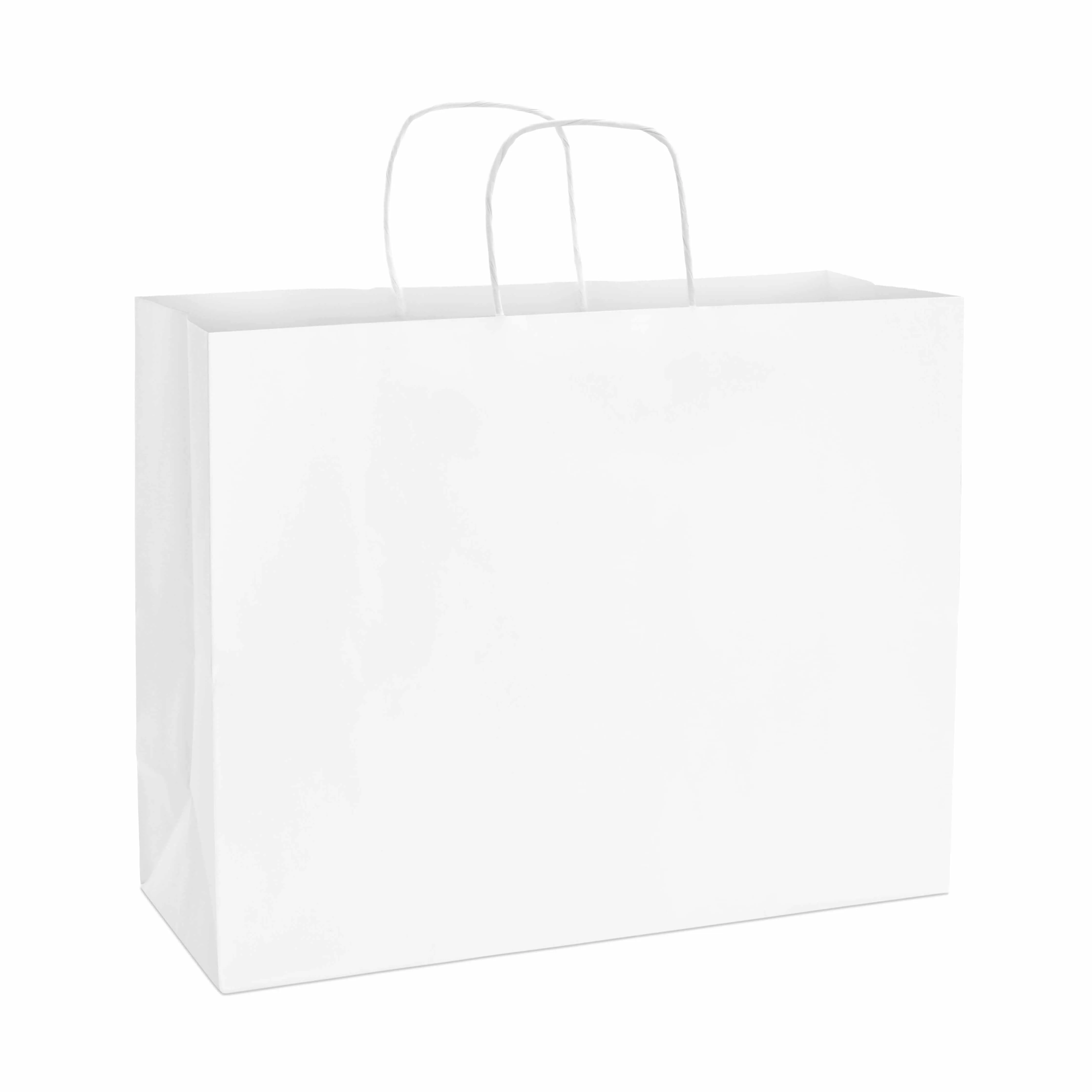 16x6x12 Large White Paper Bags with Handles