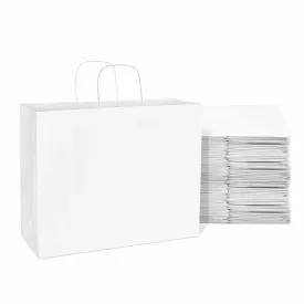 16x6x12 Large White Paper Bags with Handles