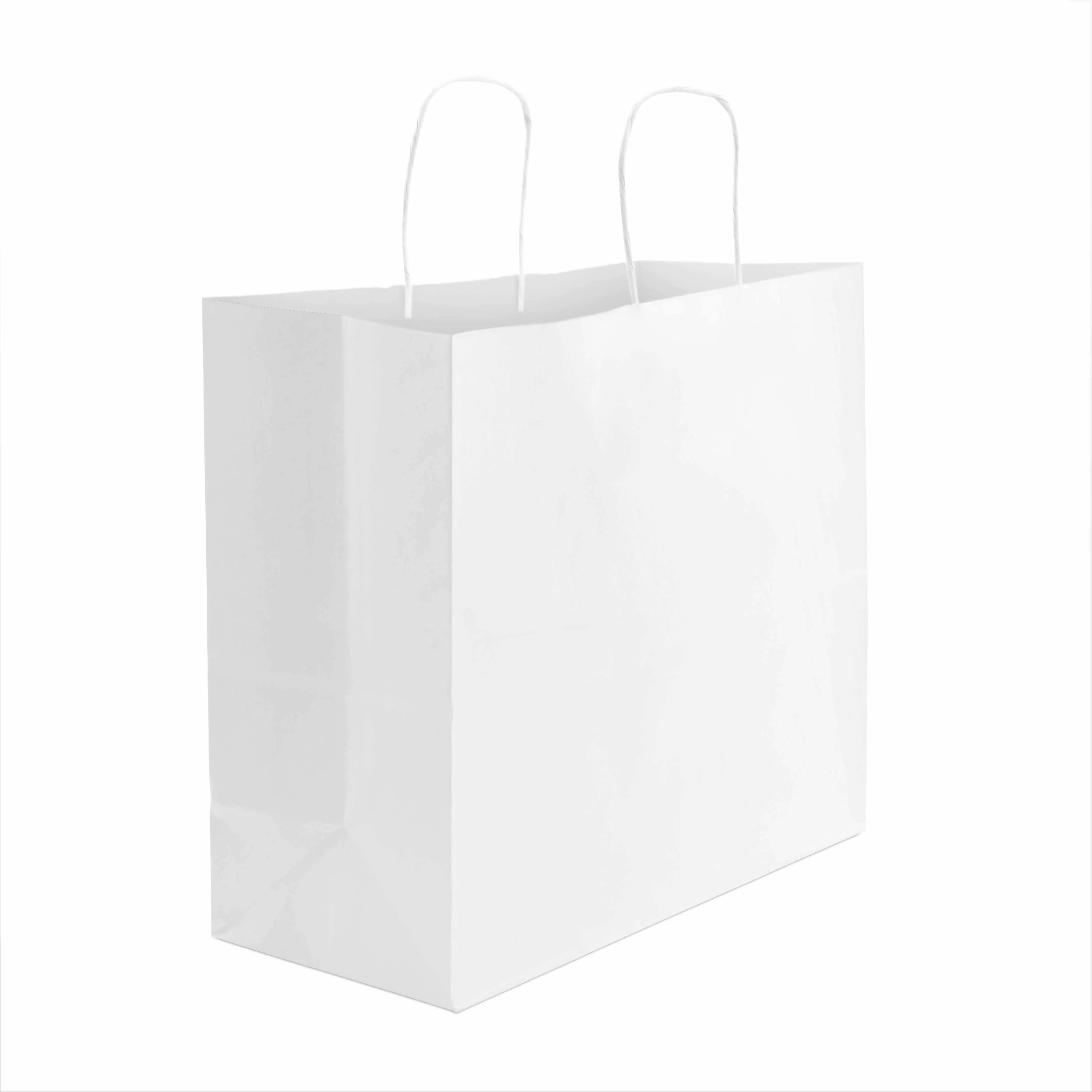 16x6x12 Large White Paper Bags with Handles