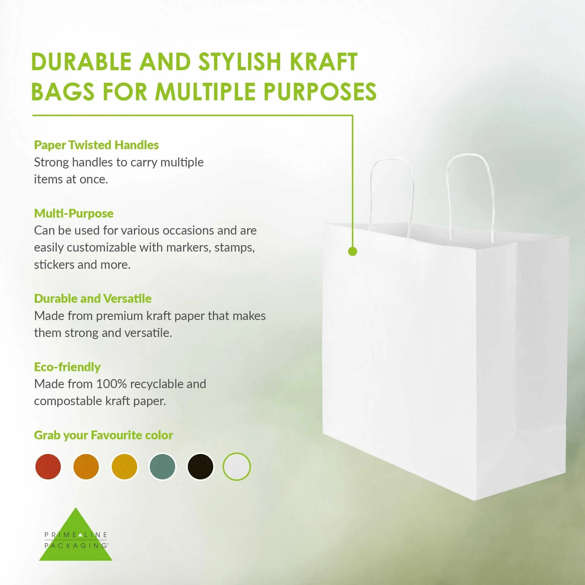 16x6x12 Large White Paper Bags with Handles