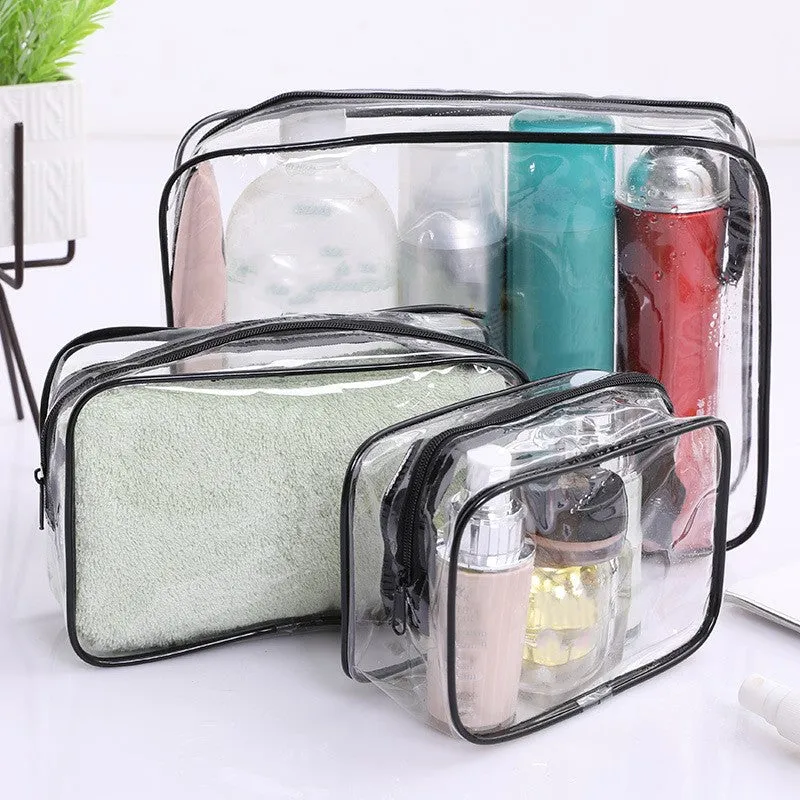 3Piece Clear Toiletry Bags Portable Waterproof Travel Storage