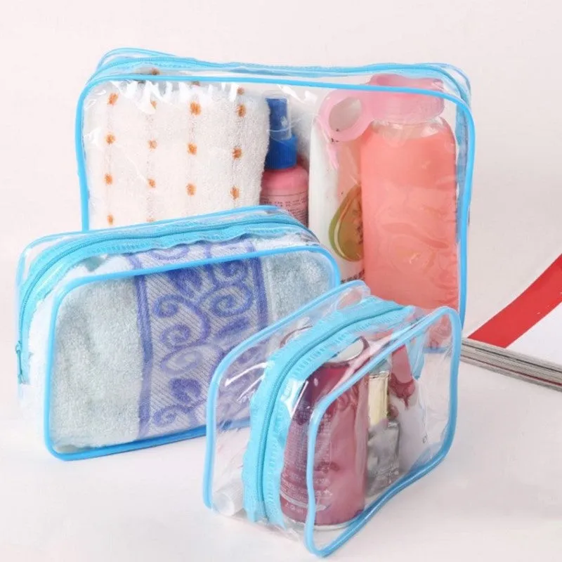 3Piece Clear Toiletry Bags Portable Waterproof Travel Storage