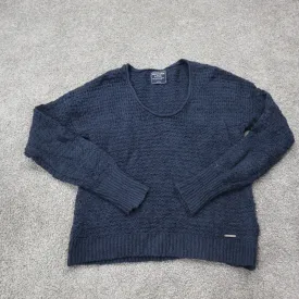 Abercrombie Women Pullover Knit Sweater Long Sleeves Scoop Neck Blue SZ Small