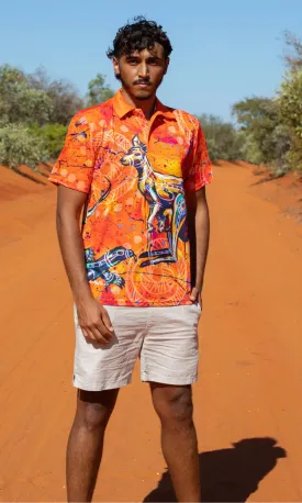 Aboriginal Art Unisex Polo Kangaroo & Goanna Dreaming