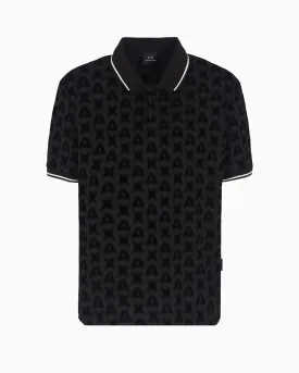 Allover Flocked Logo Pattern Polo (Black) - XM000081AF10361FC008