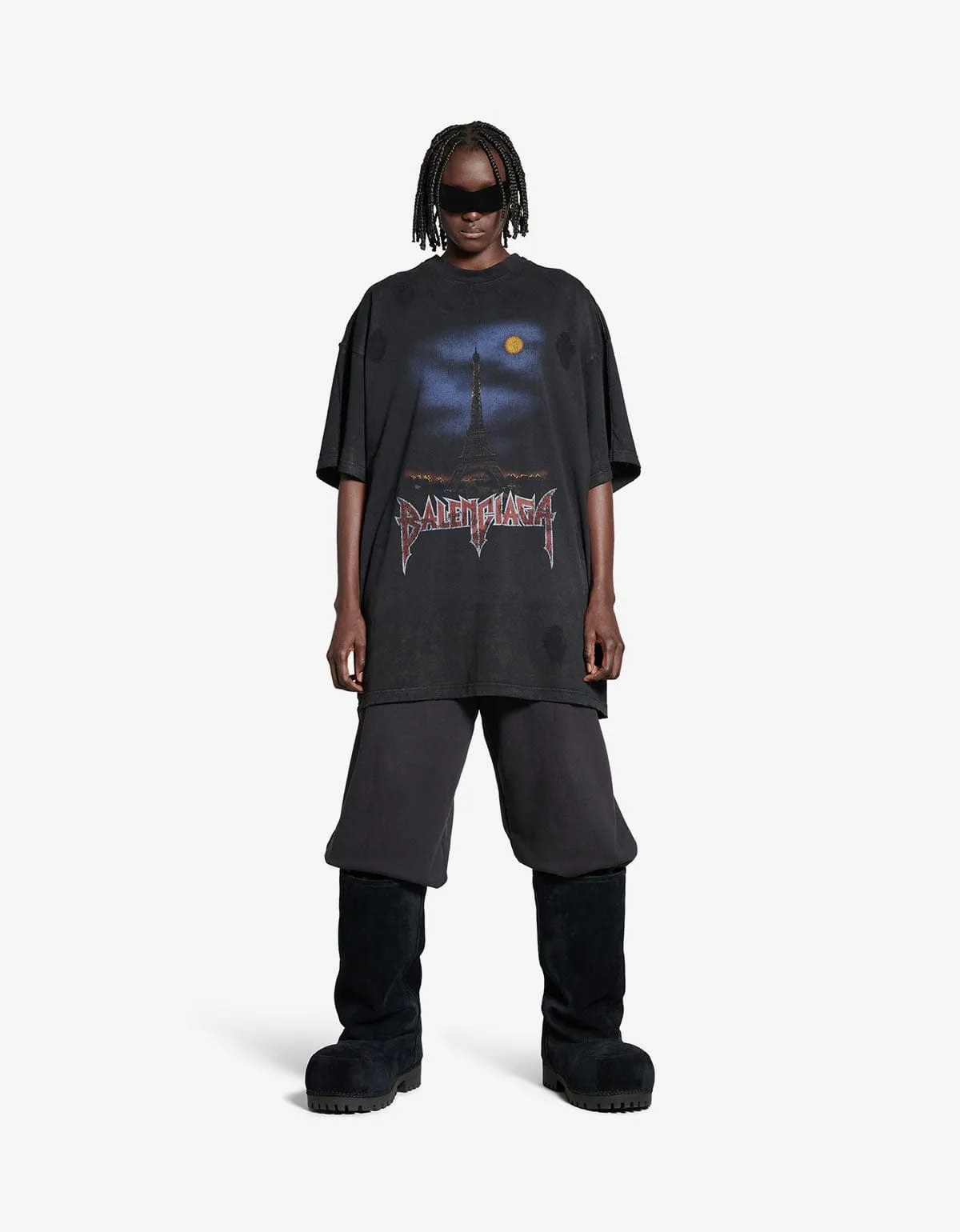 Balenciaga Black Paris Moon Double Front T-Shirt