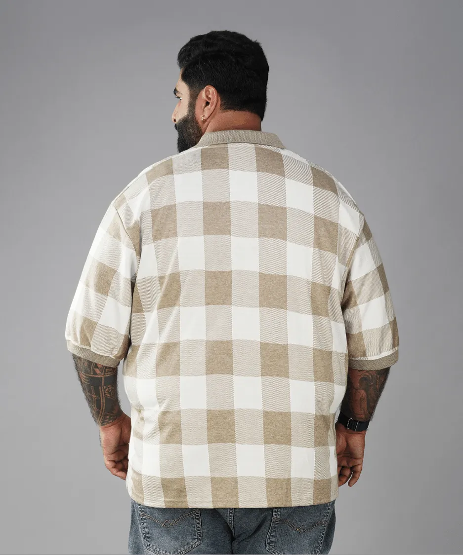 Beige Checkered Premium Polo T-shirt