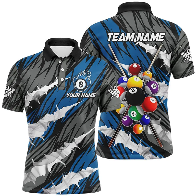 Billiards Balls 3D Multi Color Pattern Customized Name, Team Name 3D Polo Shirt For Men