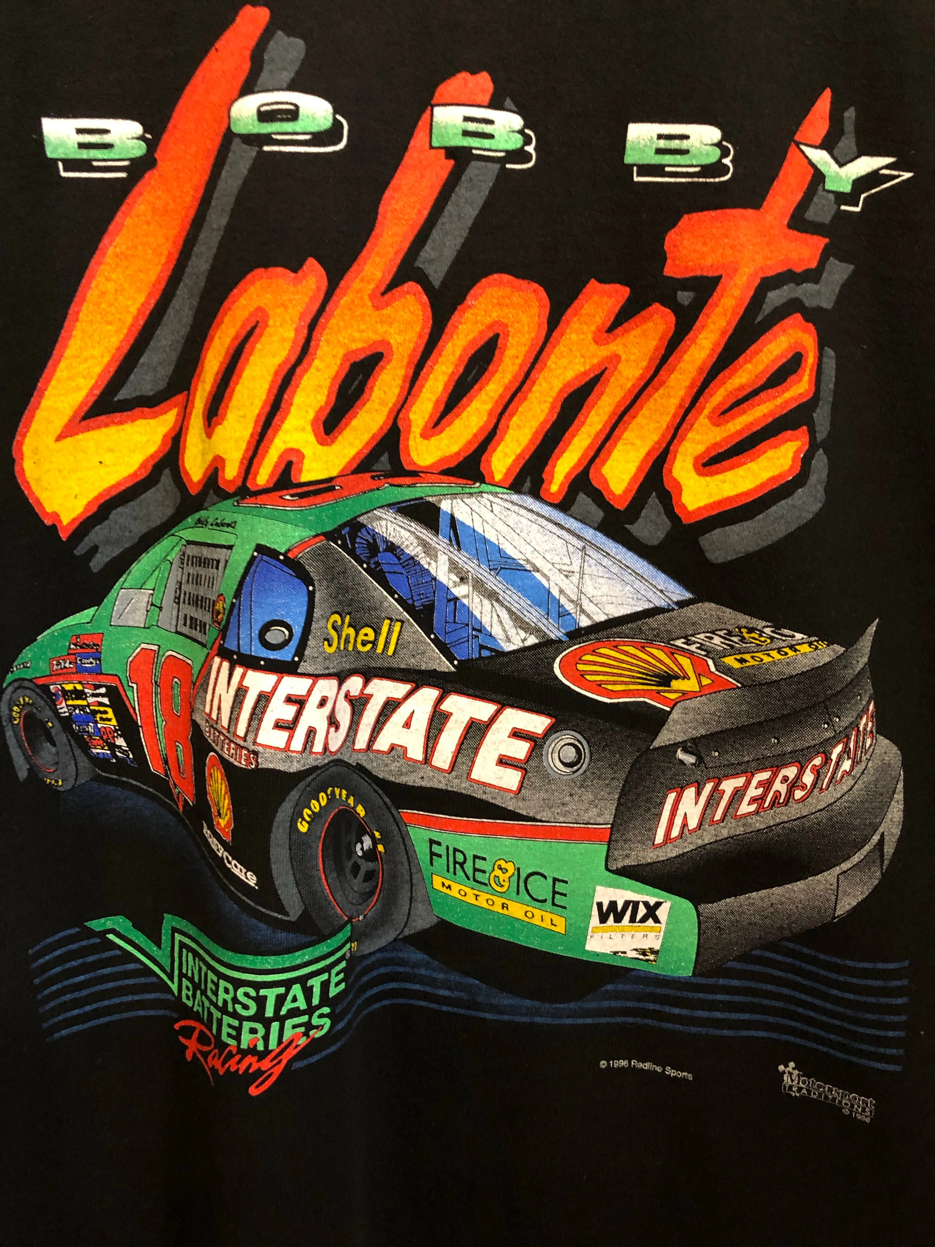 Bobby Labonte Nascar Interstate Batteries Black T-Shirt: Medium