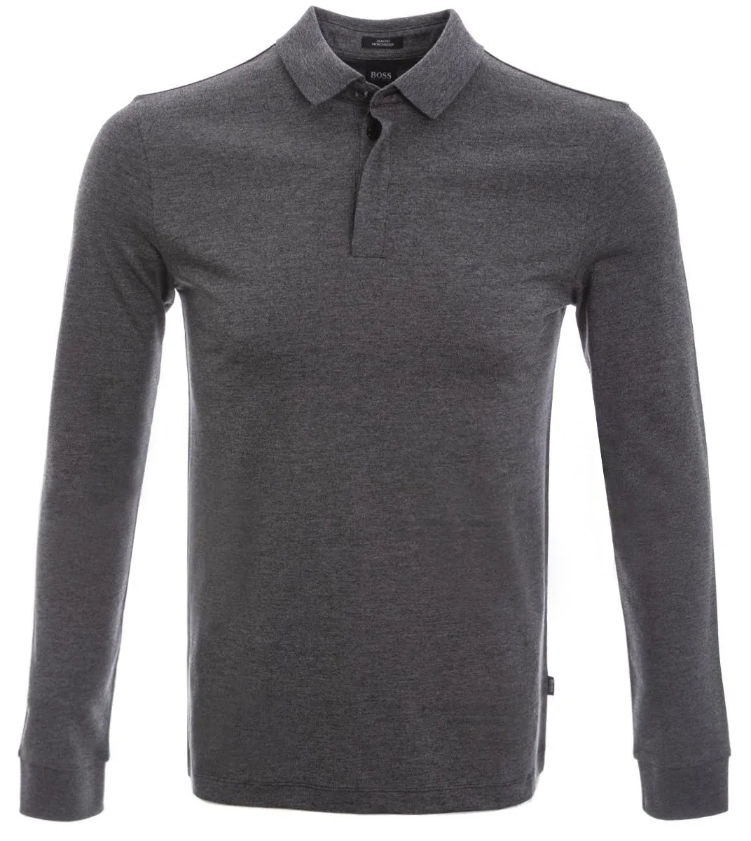 BOSS Pleins 15 Long Sleeve Polo Shirt in Black