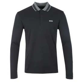 BOSS Plisy 2 Long Sleeve Polo Shirt in Navy