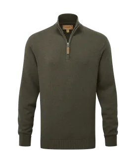 Calton Cotton Cashmere Quarter Zip Jumper - Loden Green