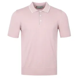 Canali 3 Button Knitted Polo in Pink