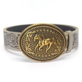 Casual Holiday Running Horse Buckle Leather Belt