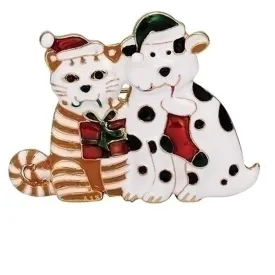 Christmas Puppy & Kitten Pin