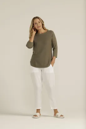 Cotton 3/4 Sleeve Raglan Jumper Olive