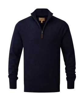 Cotton Cashmere Quarter Zip Jumper - Navy