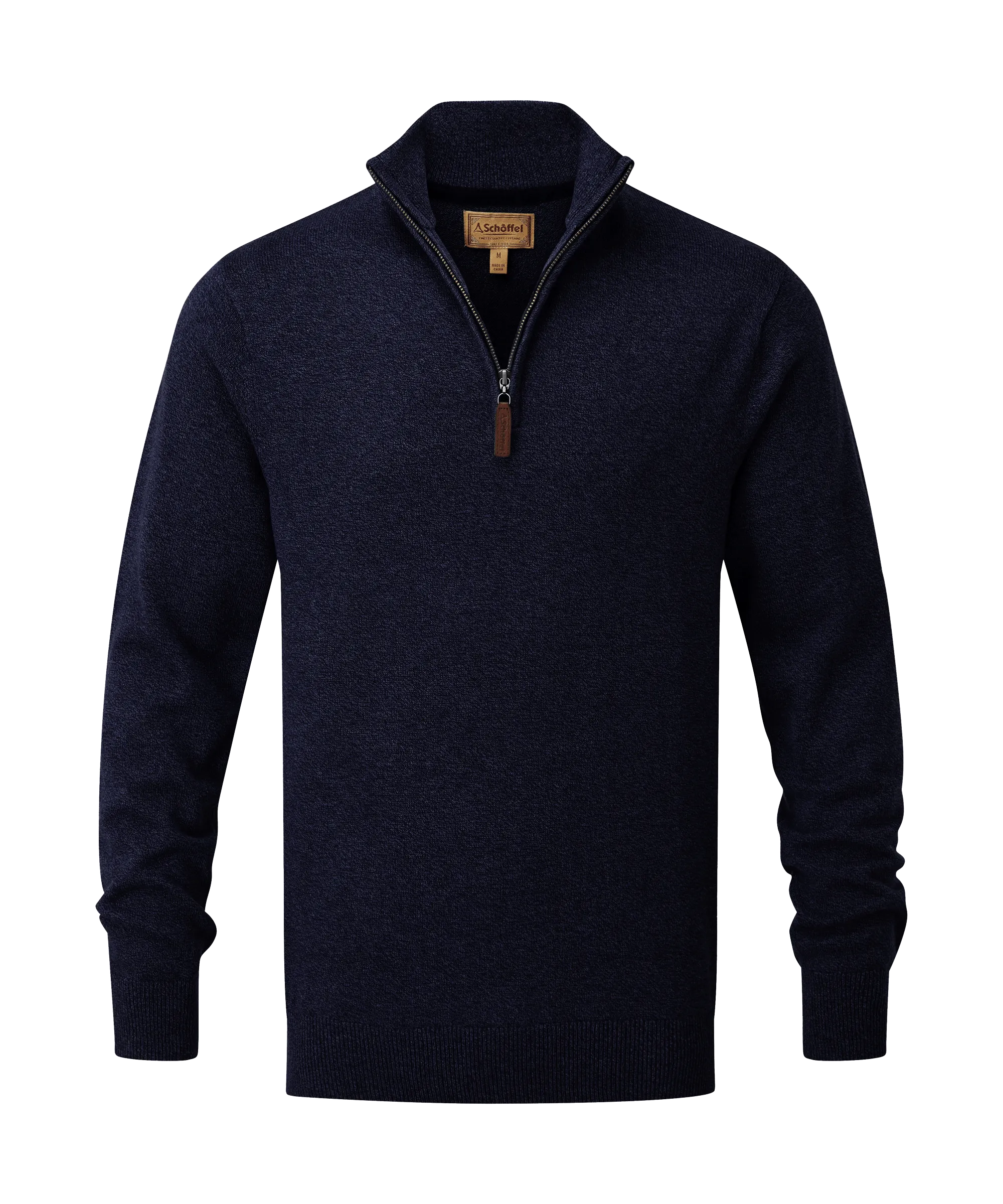 Cotton Cashmere Quarter Zip Jumper - Navy