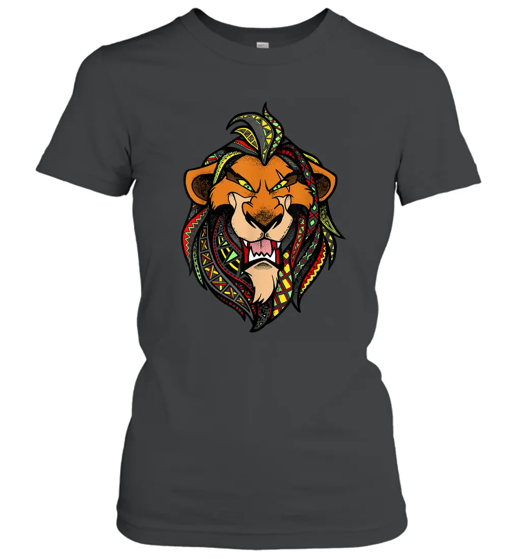 Disney Lion King Scar Pattern Fill Head Shot Portrait Women Cotton T-Shirt