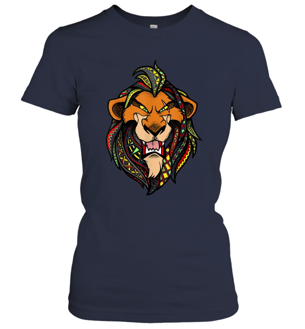 Disney Lion King Scar Pattern Fill Head Shot Portrait Women Cotton T-Shirt