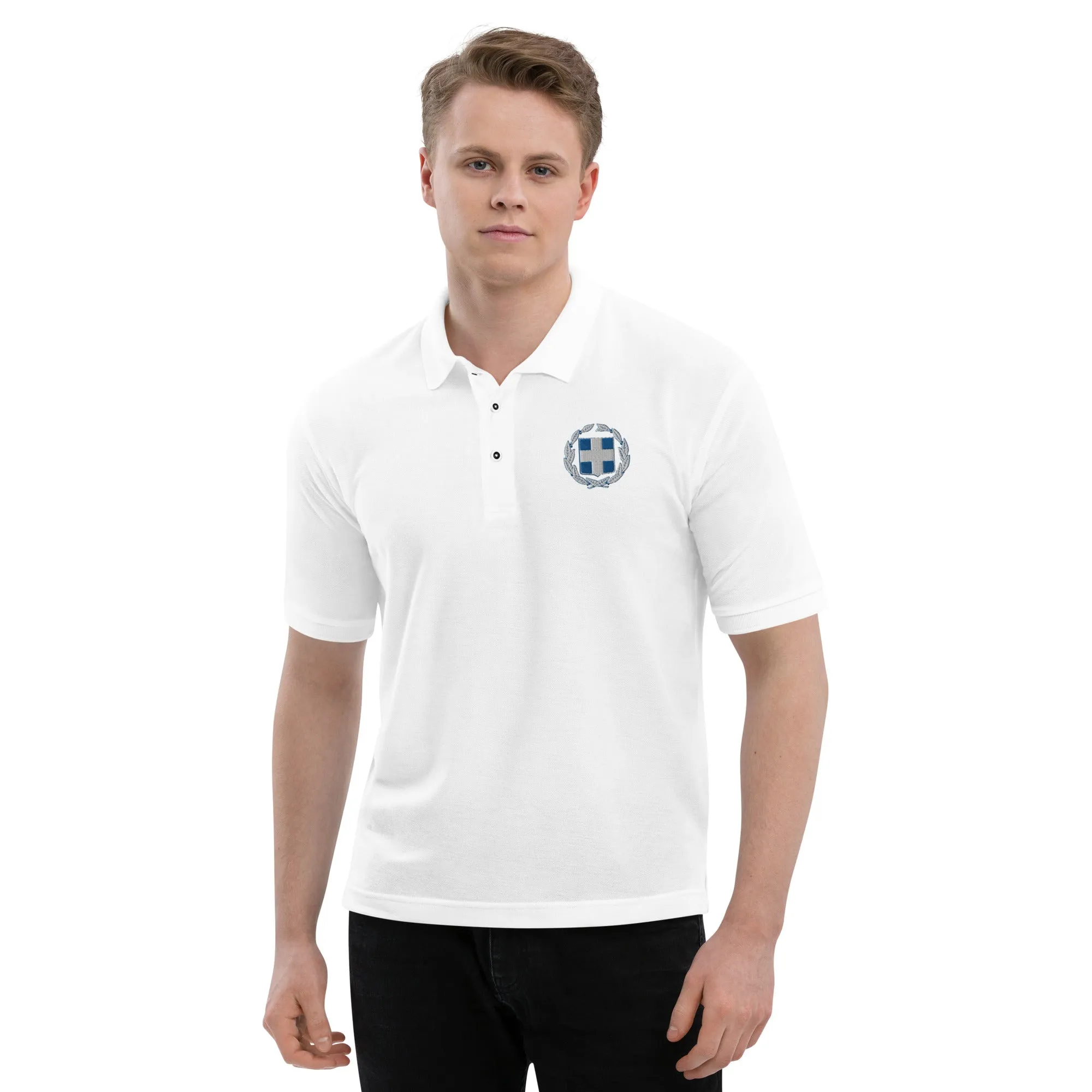 Embroidered Greek Cross Premium Polo Shirt