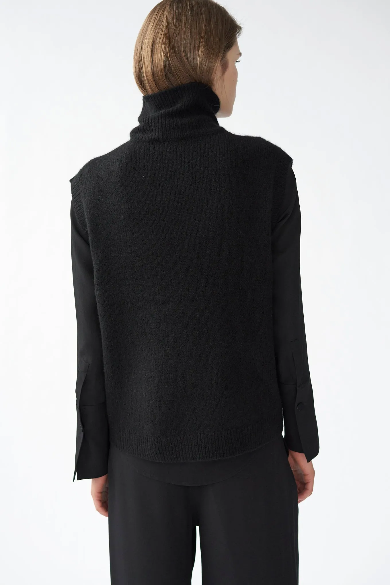 FRED KNIT VEST - BLACK -  SILK/CASHMERE