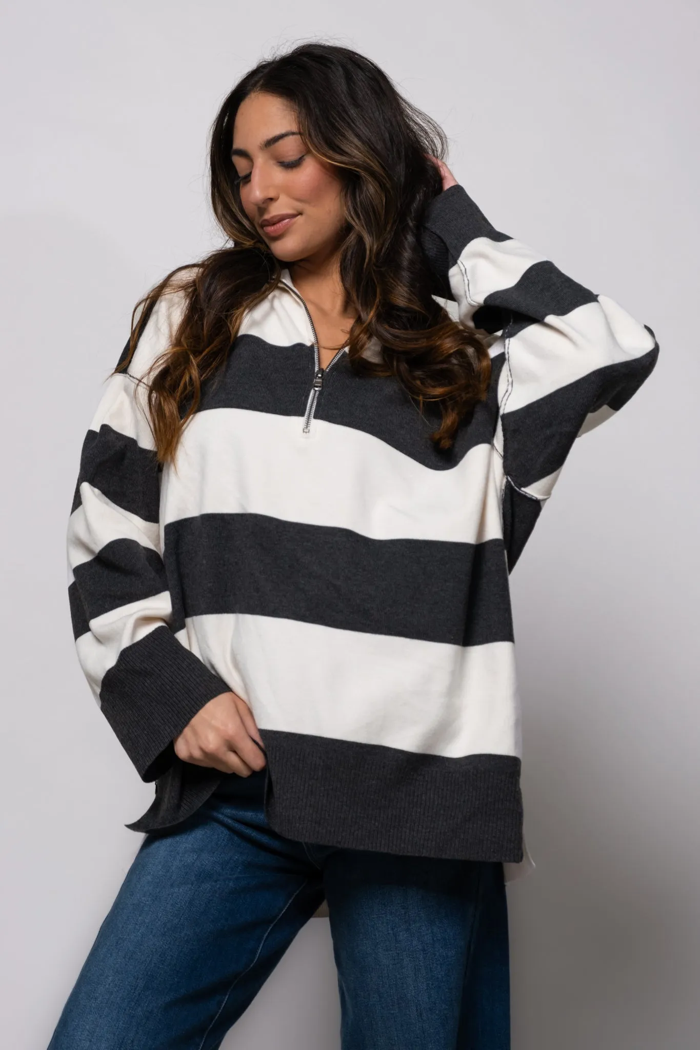 Free People Coastal Stripe Pullover