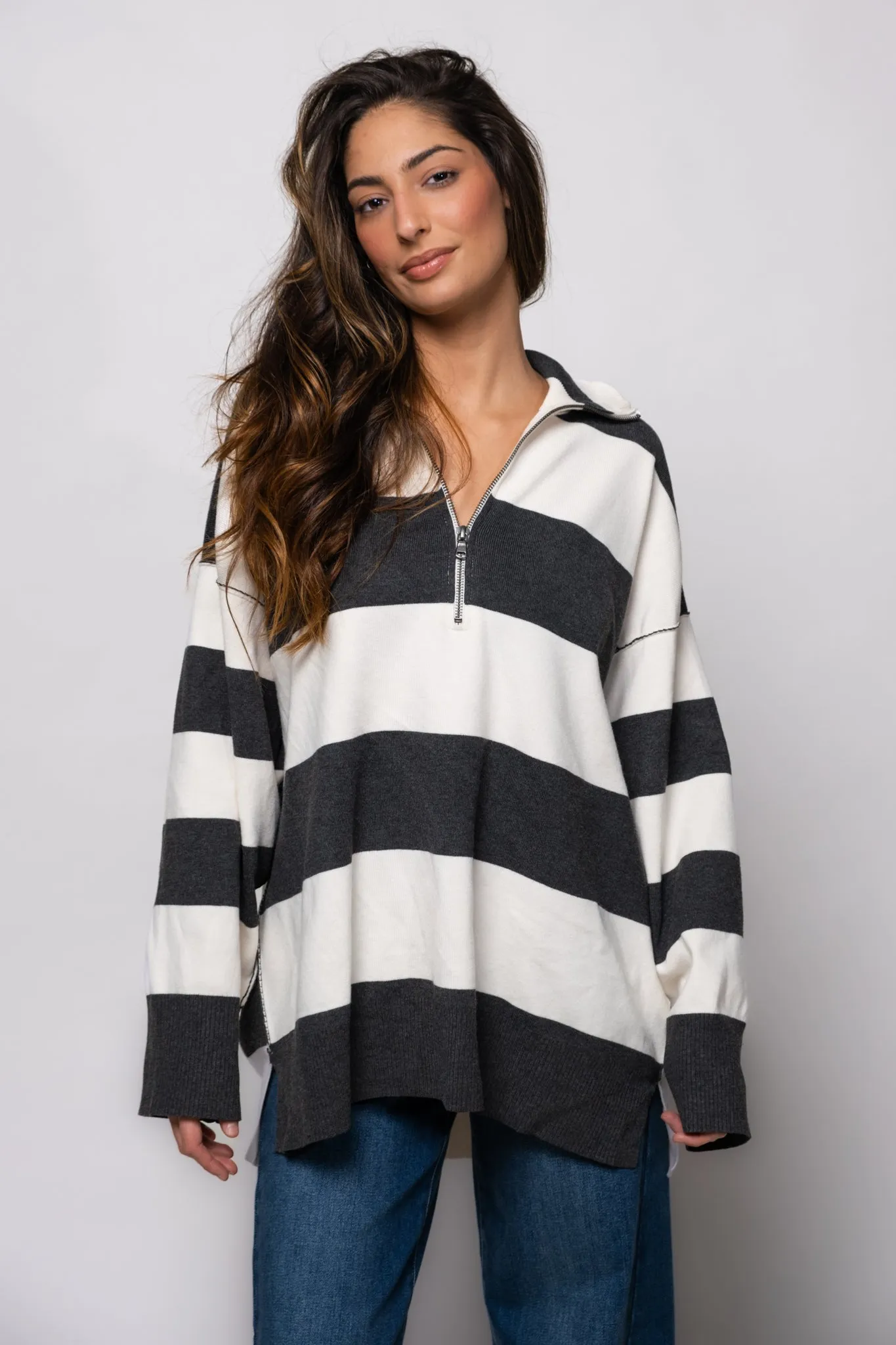 Free People Coastal Stripe Pullover