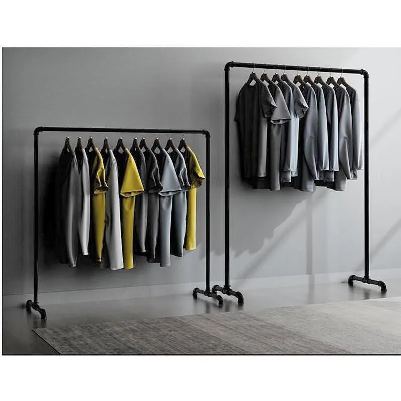 Industrial Freestanding Pipe Clothing Rack 180X150cm-Black