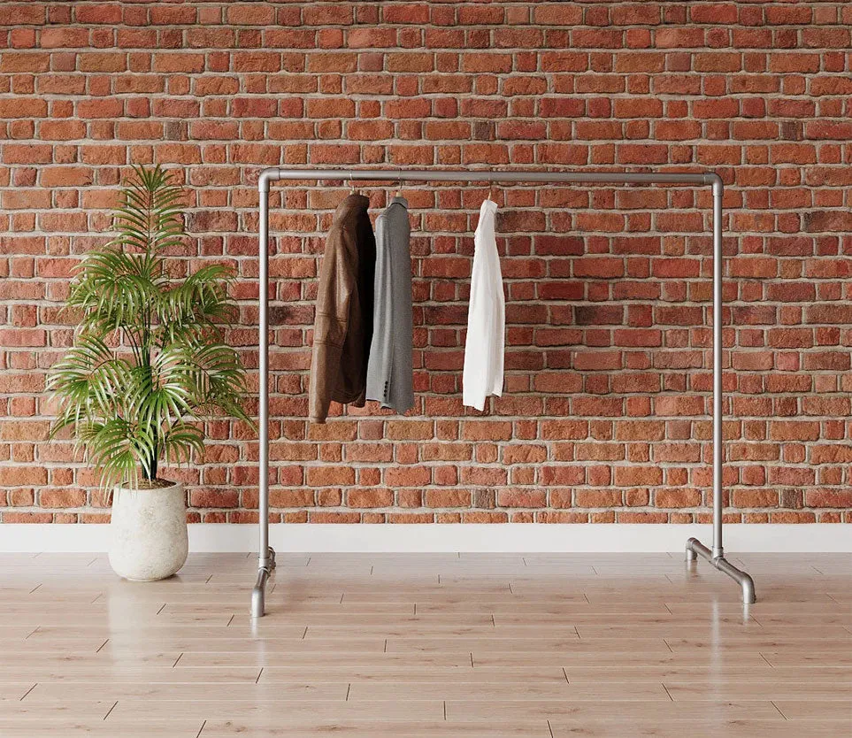 Industrial Freestanding Pipe Clothing Rack 180X150cm-Sliver