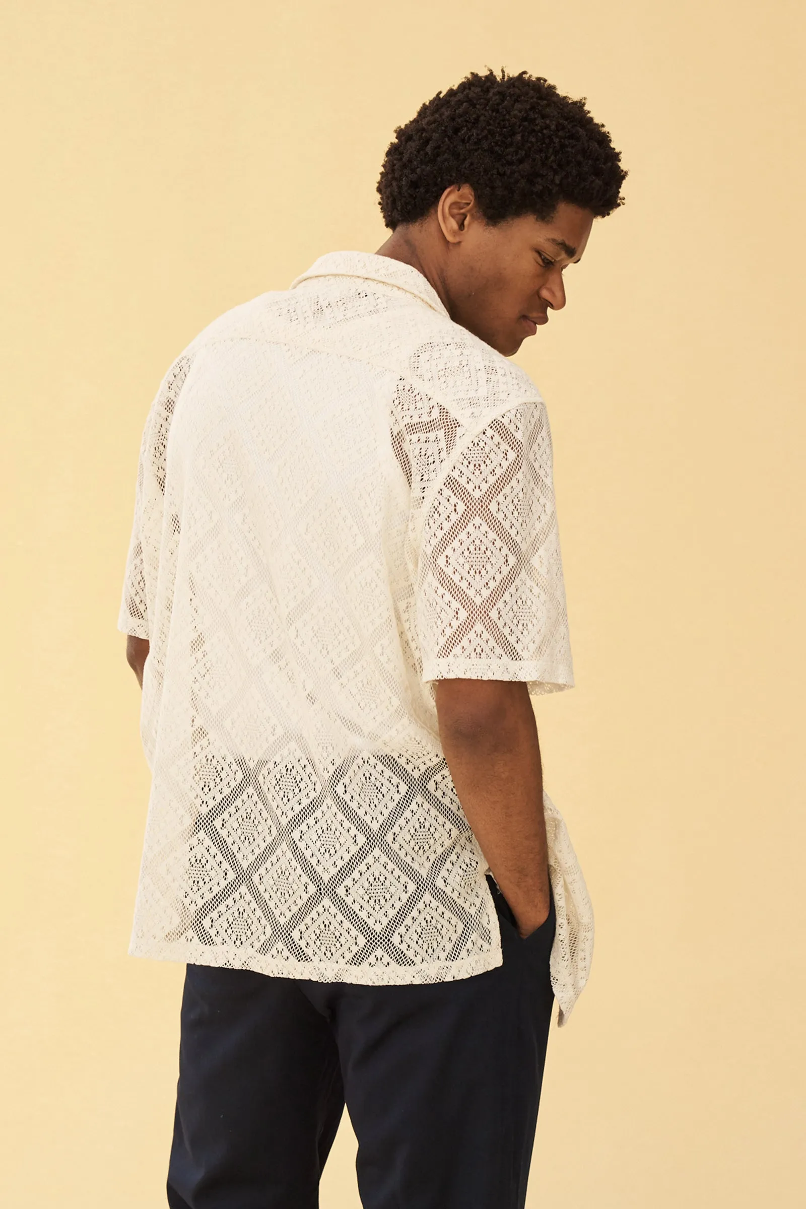 LACE VACATION SHIRT - CREAM