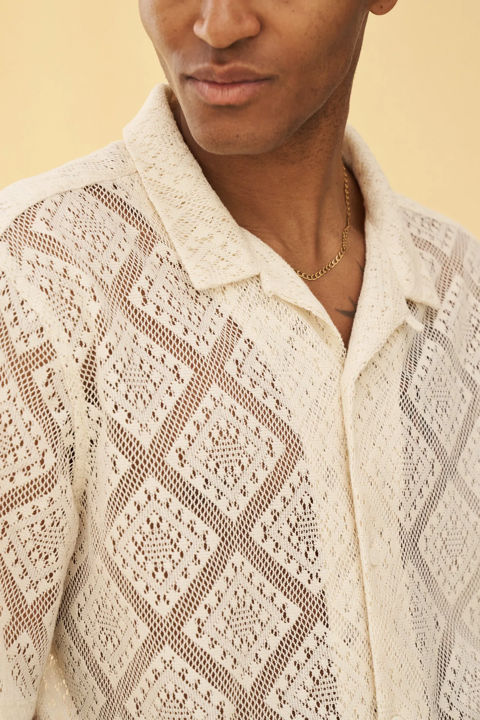 LACE VACATION SHIRT - CREAM