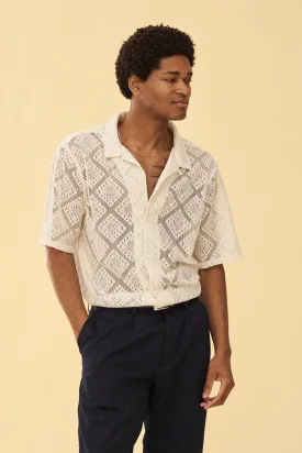 LACE VACATION SHIRT - CREAM