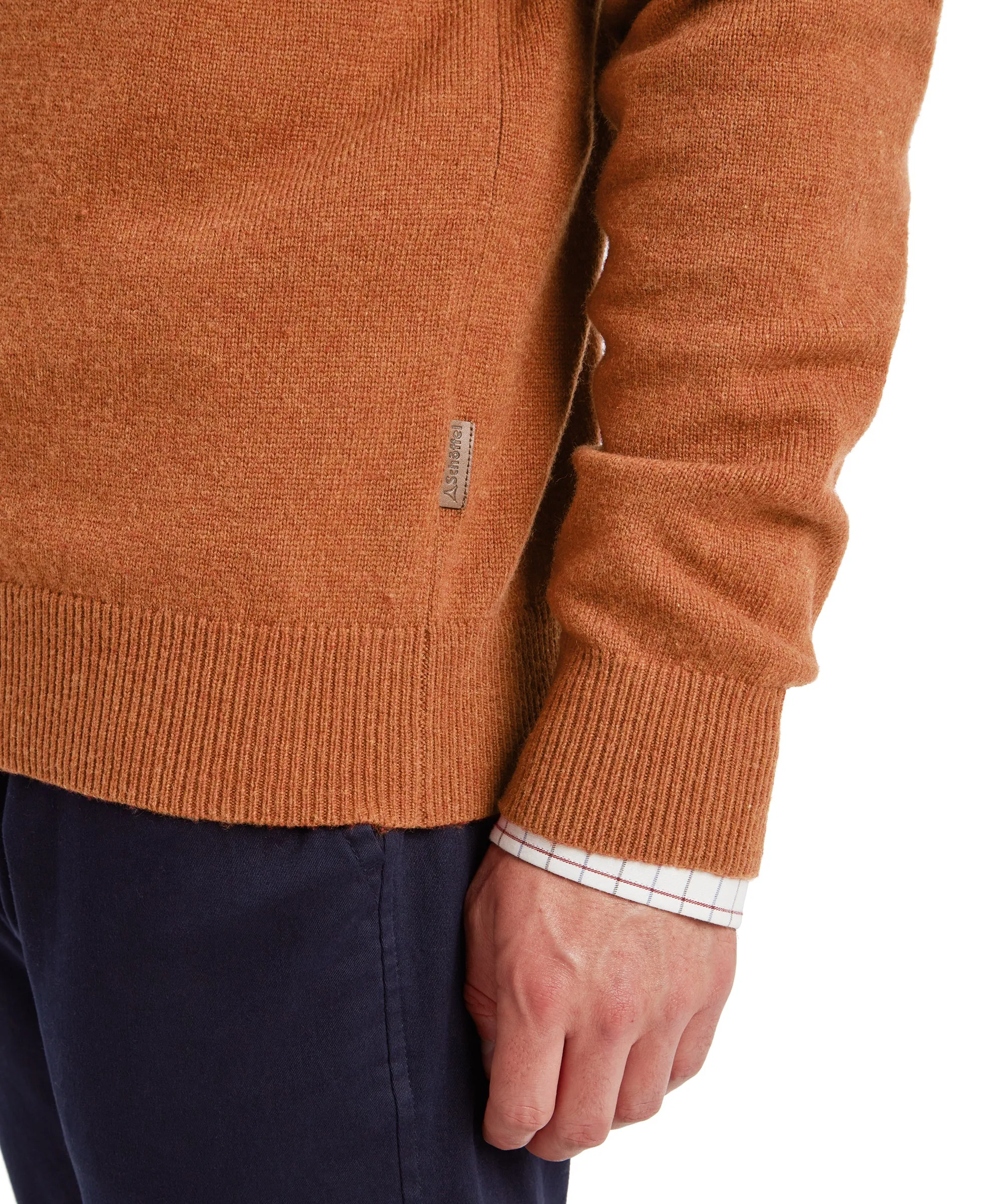 Lewis Lambswool Quarter Zip Jumper - Brick