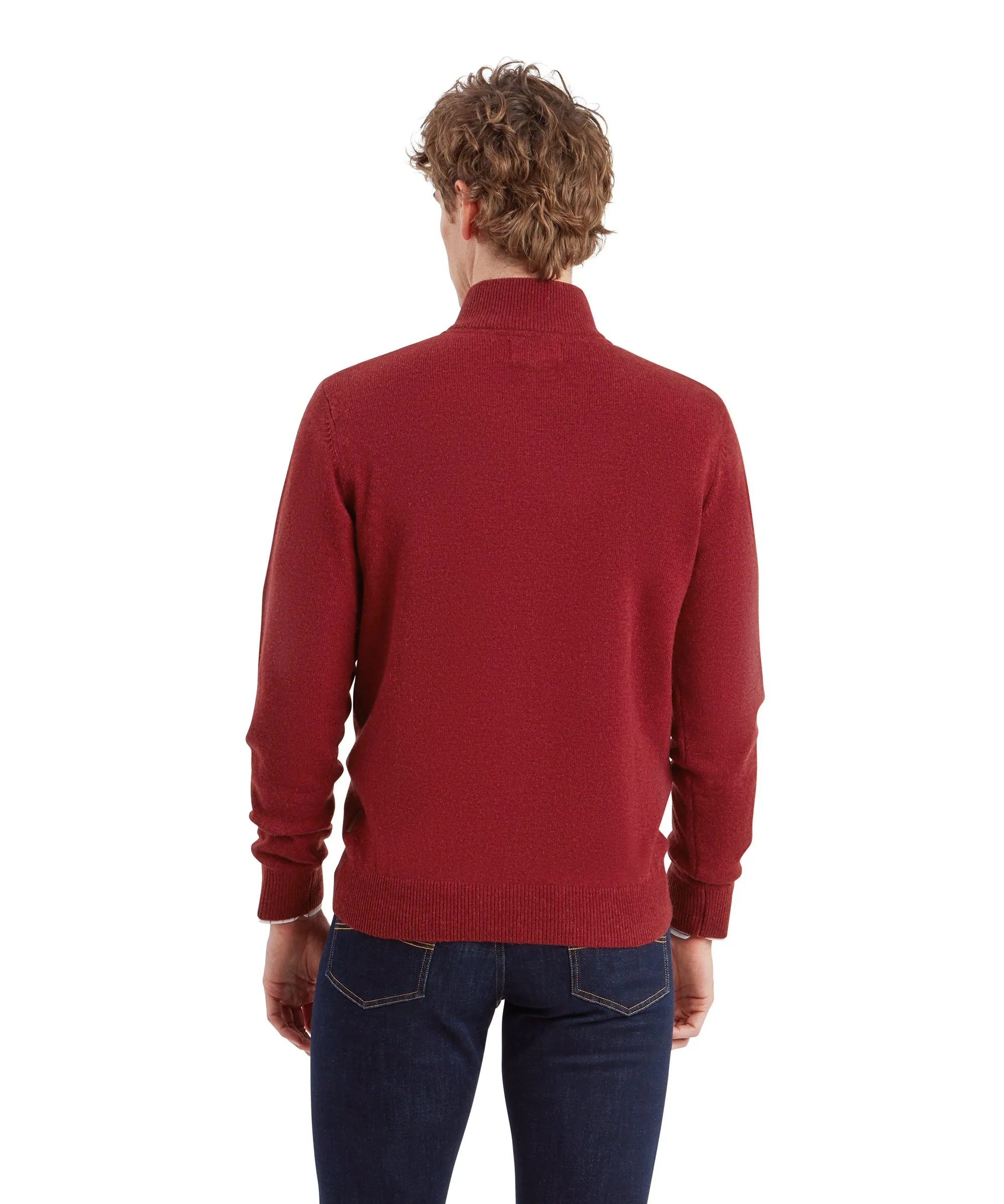 Lewis Lambswool Quarter Zip Jumper - Deep Red