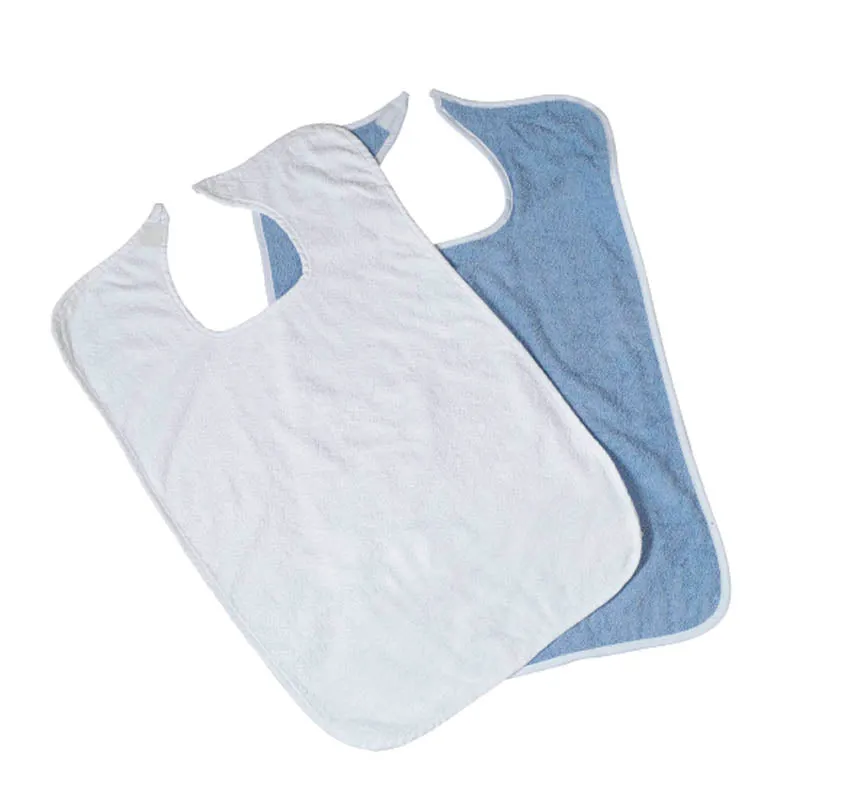 Medline MDTAB3B30WH Terry Cloth Bibs, White, Velcro Closure 18" x 30"