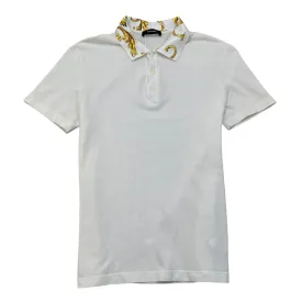 Men's Baroque Embroidered Logo Polo Shirt White Size XS