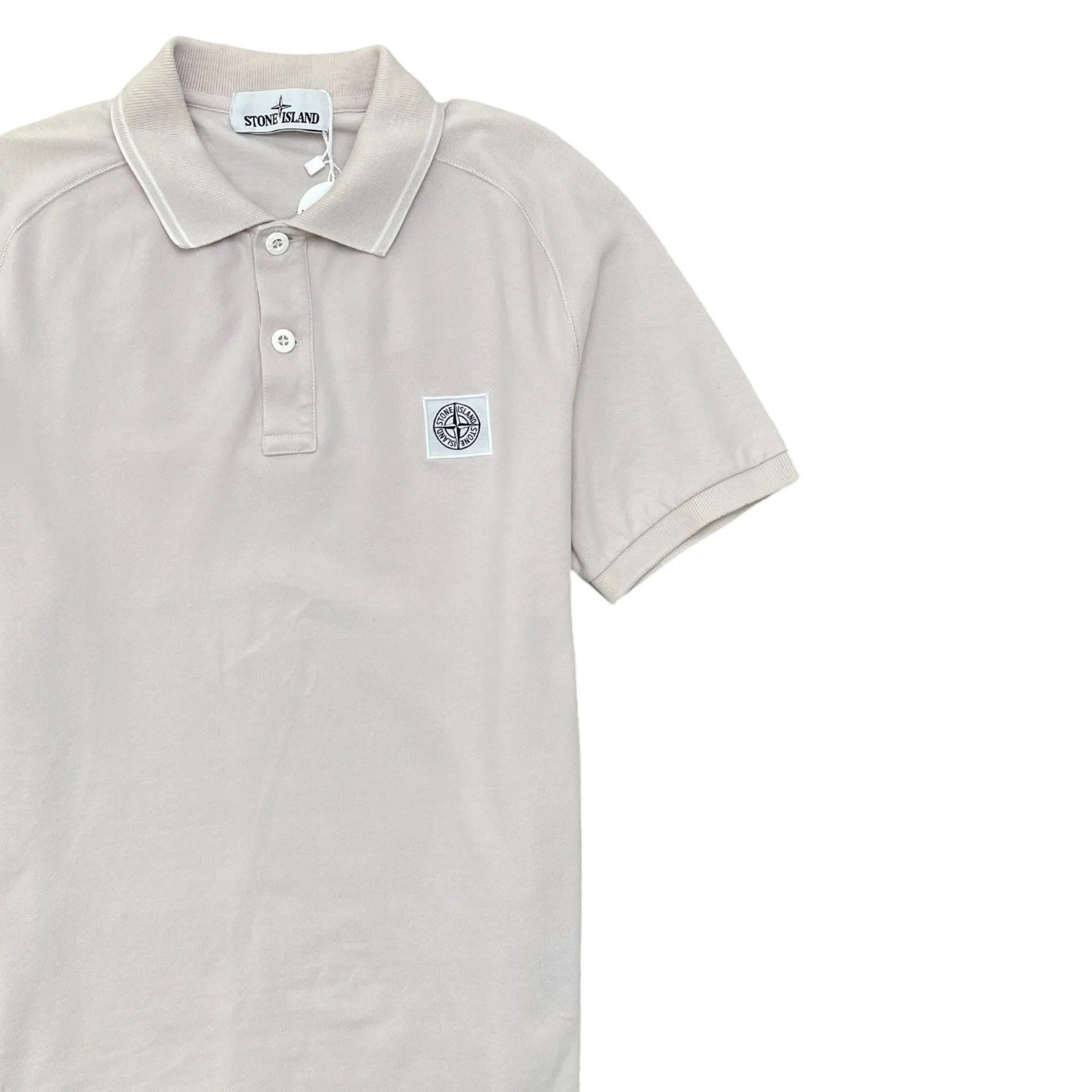 Men's Compass Logo Polo Shirt Beige Size S