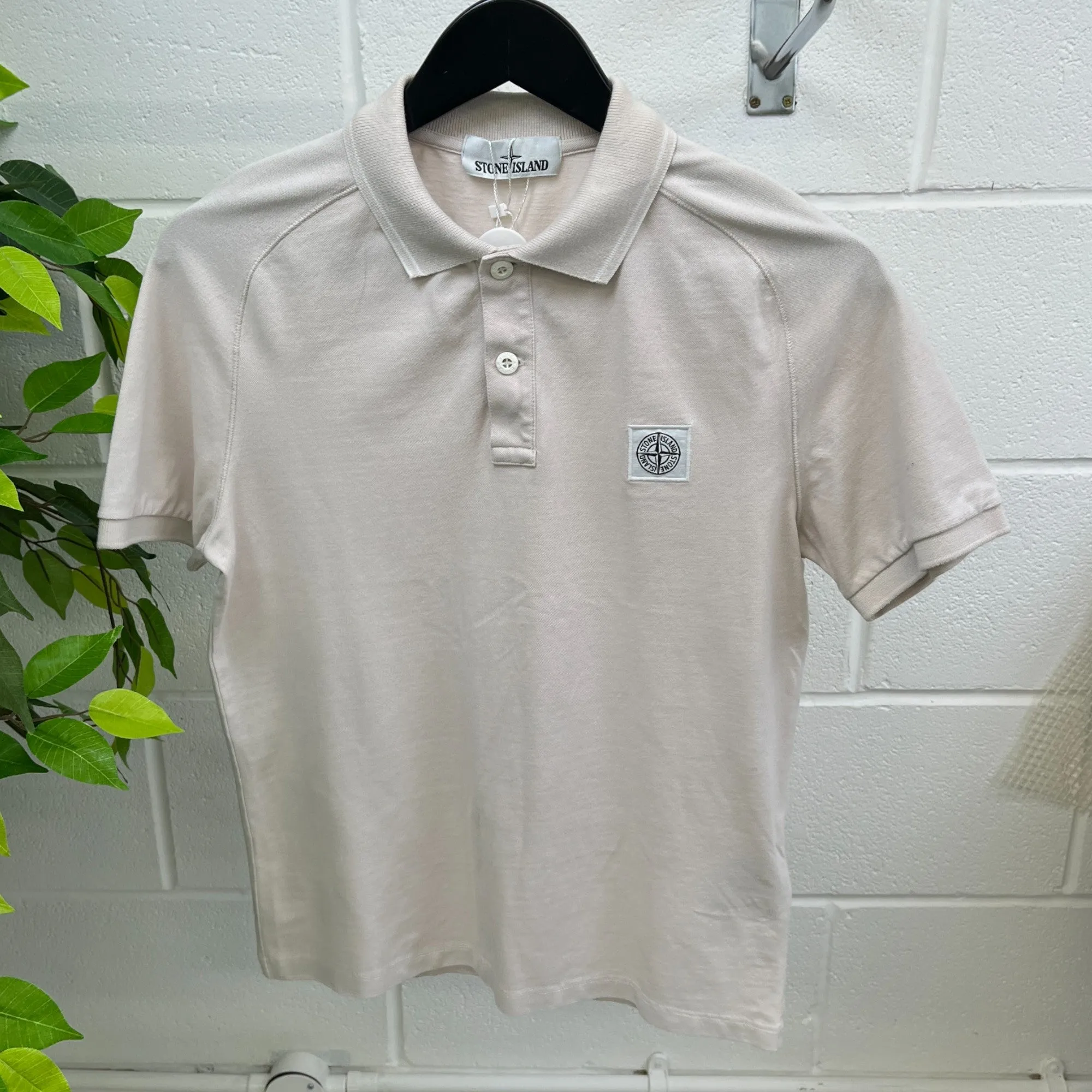 Men's Compass Logo Polo Shirt Beige Size S