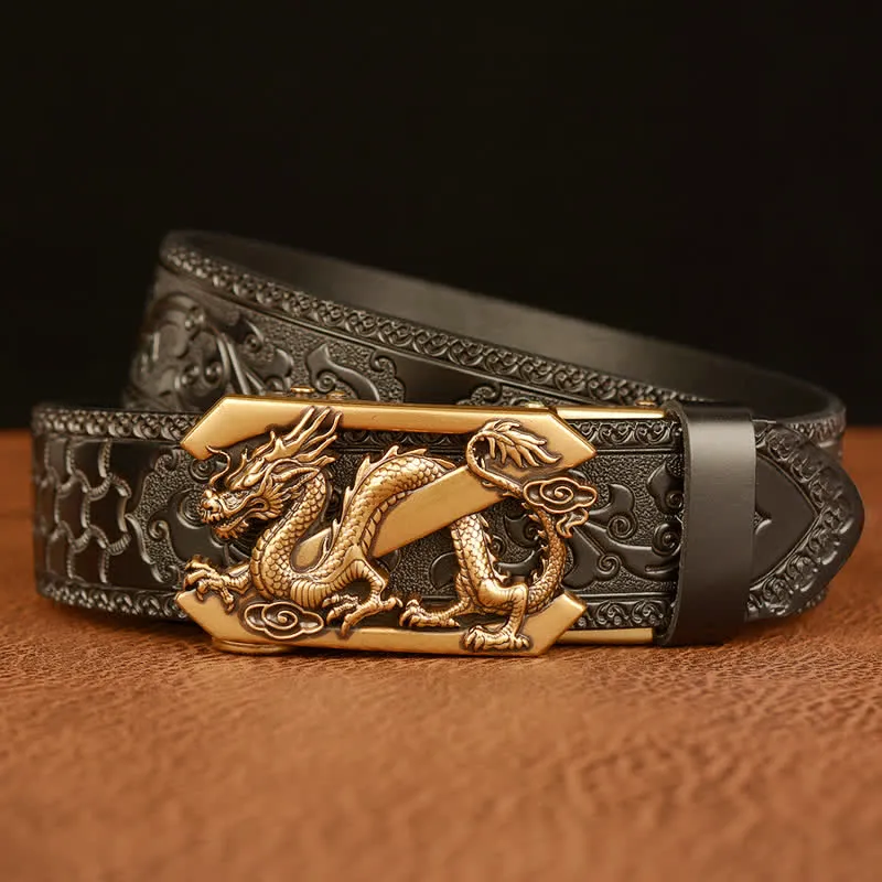 Men's Embossing Retro Dragon Z Letter Leather Belt