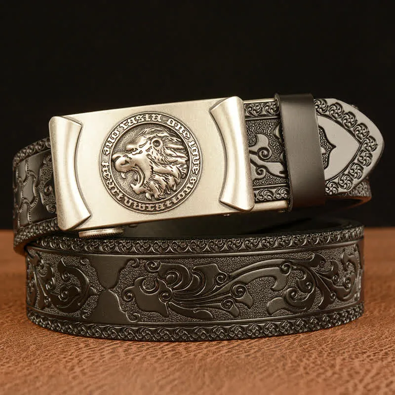 Men's Punk Lion Head Leather Belt