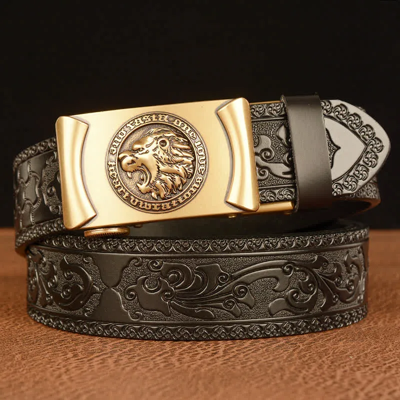 Men's Punk Lion Head Leather Belt