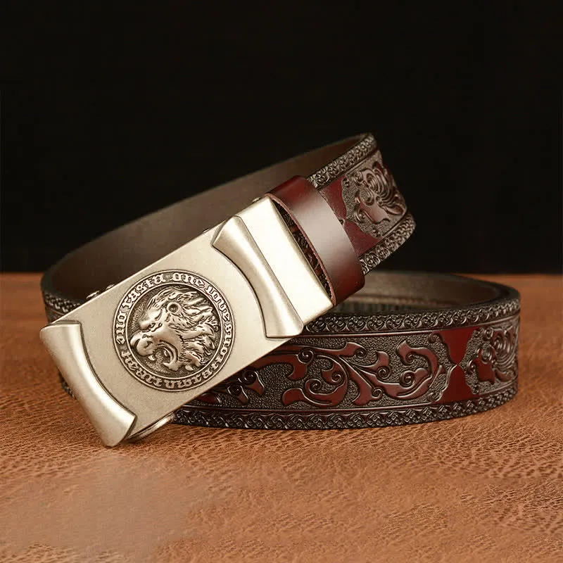 Men's Punk Lion Head Leather Belt