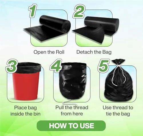 Newtone Premium Garbage Bags Size 19 x 21 Inches (Medium) 120 Bags (4 Rolls) Dustbin Bag/Trash Bag - Black Color