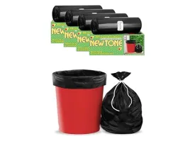 Newtone Premium Garbage Bags Size 19 x 21 Inches (Medium) 120 Bags (4 Rolls) Dustbin Bag/Trash Bag - Black Color