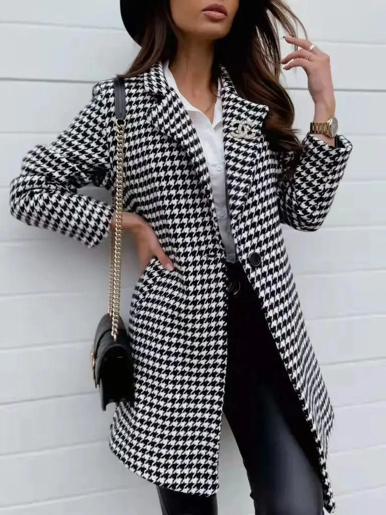 One Button Slim Fit Blazer Women Clothing