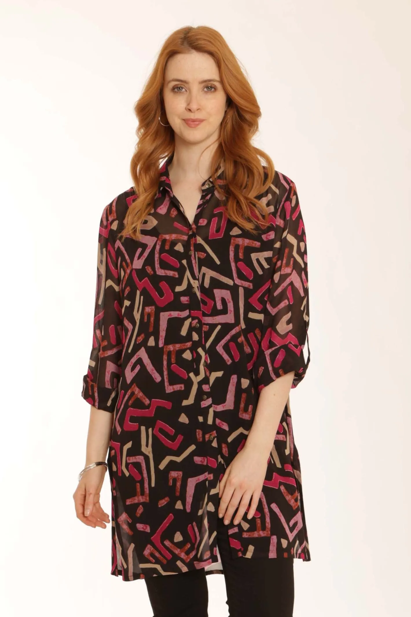 Pomodoro Clothing Abstract Long Shirt 72259