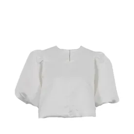 Pre Order:  Solid Bubble Sleeve Satin Blouse