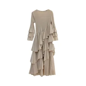 Pre Order:  Solid Ruffle Pleated Elastic Dress